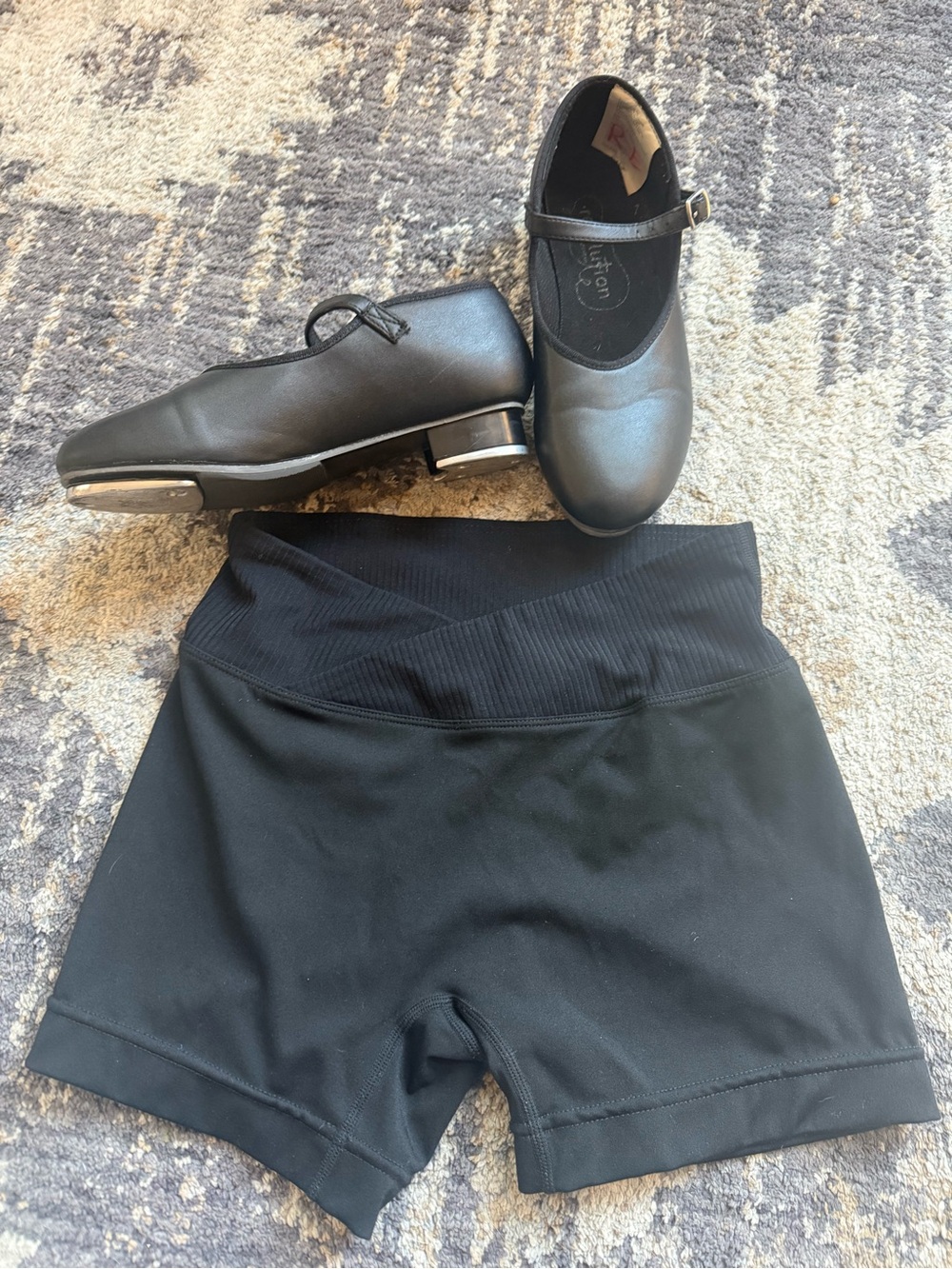 Girls Tap Shoes and Shorts
